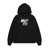 200 Plus Hand Drawn Print Hood Black