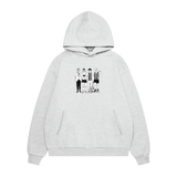200 Plus Hand Drawn Print Hood Grey